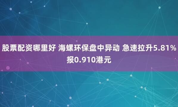 股票配资哪里好 海螺环保盘中异动 急速拉升5.81%报0.910港元